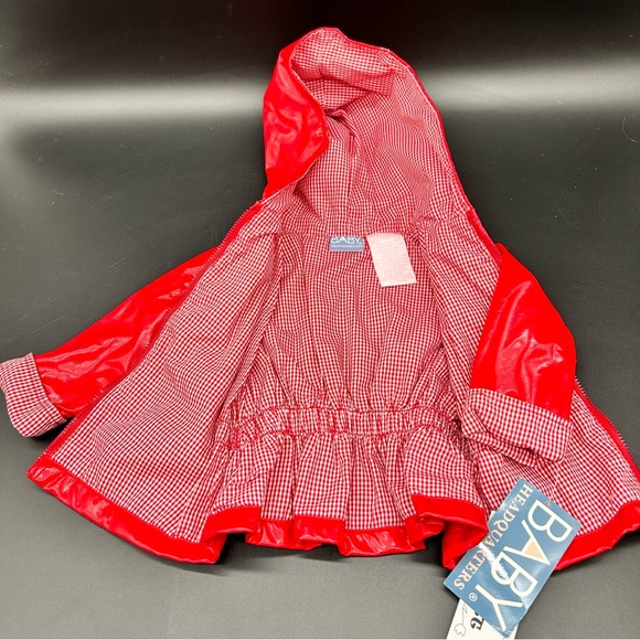Baby Headquarters Red Hooded Raincoat size 12M (3) - Picture 3 of 4